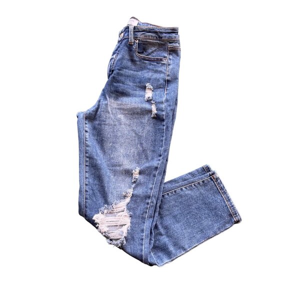 Wax Jean Collection Womens 7 28 Mom Blown Out Knee Ripped High Waist Denim 90250 - Picture 16 of 16